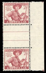 Australia #216, 1948 Boy Scouts, vertical gutter pair, never hinged