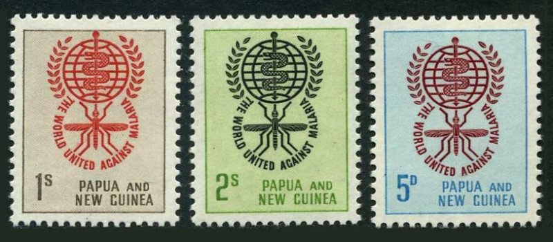 Papua New Guinea 164-166, MNH. Mi 40-42. WHO drive to eradicate Malaria, 1962.