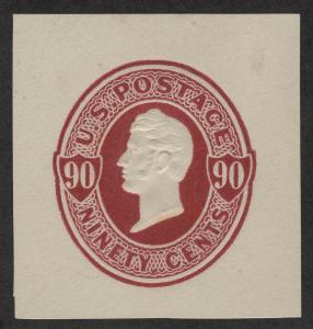 US Sc U105 Carmine Reay 90¢ Unused CUT SQUARE