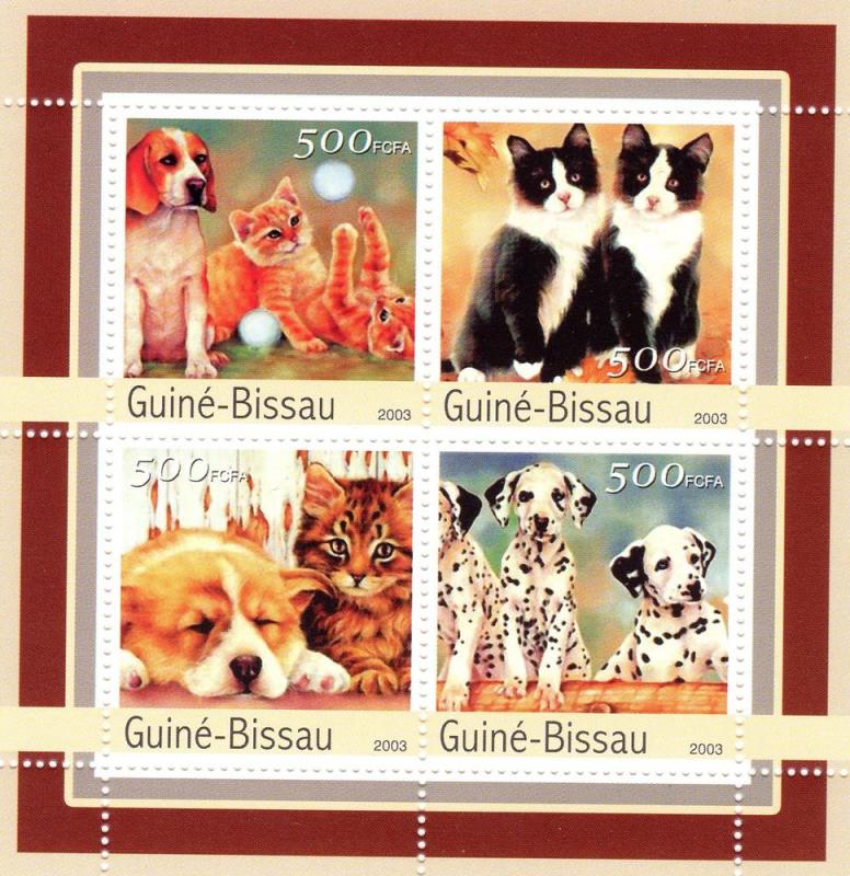 Guinea Bissau 2003 CATS AND DOGS (4) Perforated Mint (NH)