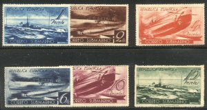 SPAIN #605A-F Mint NH - 1938 Submarine Set