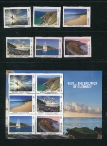 Guernsey 1160-1165, 1165a Tourist Attractions Stamps and Sheet MNH 2012