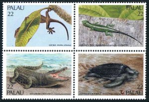 Palau 113-116a, MNH. Michel 159-162.Gecko, Tree skink, Crocodile, Turtle, 1986..