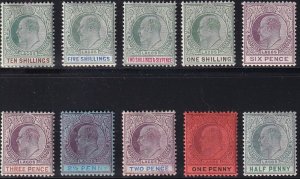 Sc# 50 / 59 British Lagos 1904-05 KEVII King Edward VII set Wmk 3 MNH CV $279.50