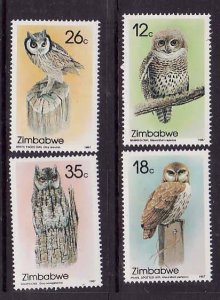 Zimbabwe-Sc#542-5- id6-unused NH set-Birds-Owls-1987-