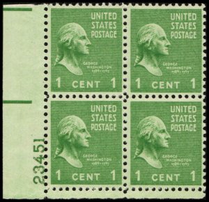 US #804 WASHINGTON MNH LL PLATE BLOCK #23451