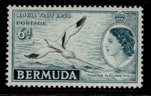 BERMUDA QEII SG143, 6d black & deep turquoise, NH MINT.