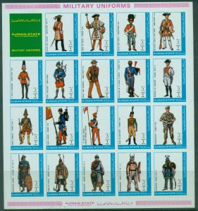 Ajman 1972 Mi#1793-1812B Military Uniforms II sheetlet IMPERF MLH