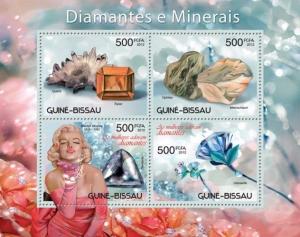 Minerals Mineraux Mineralien Diamonds Monroe Guinea-Bissau MNH stamp sheet