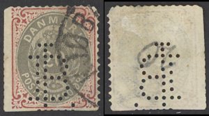 Denmark Sc# 31 Used (perfin ) 1875-1879 20o Numerals