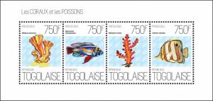 TOGO 2013 SHEET CORALS FISHES MARINE LIFE tg13605a