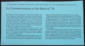 U.S. Used #1629-31 13c Spirit of '76 First Day Cover. Postmasters Cachet.