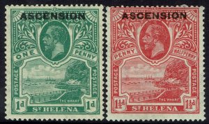 ASCENSION 1922 KGV ST HELENA PICTORIAL ½D AND 1½D