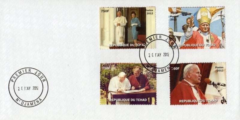 Chad 2012 CONCORDE Pope John Paul II visit England Set Perforated in FDC