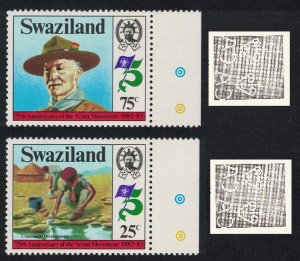 Swaziland Lord Baden-Powell Scouting WMK variety 2v Def 1982 MNH SG#418w-419w