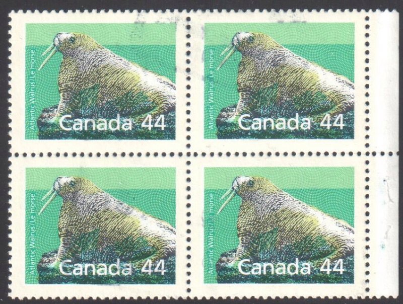 Canada #1171c used block of 4 On Slater Paper