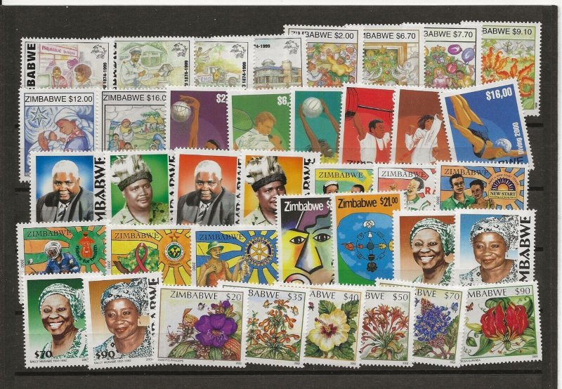 Zimbabwe 1999-2002  eight sets (38 stamps)   all MNH