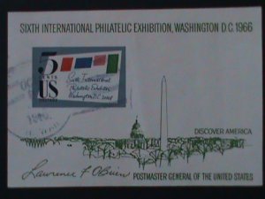 UNITED STATES-1966 SC#1311 6TH INTERNATIONAL STAMP SHOW-(WASH.DC) USED S/S VF