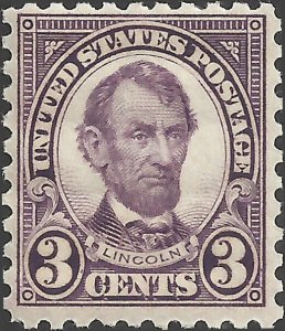 # 584 Mint Hinged Violet Abraham Lincoln