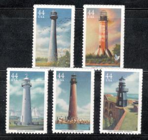 4409-13 Gulf Coast Lighthouses Set Of 5 Mint/nh FREE SHIPPING 