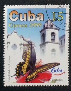 CUBA Sc# 4032  BUTTERFLIES  Havana Cathedral 15c  1999 used cto
