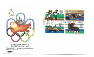 1791-94 Summer Olympic Softones block of 4 FDC