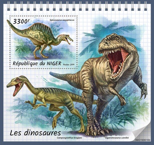 NIGER - 2019 - Dinosaurs - Perf Souv Sheet - MNH