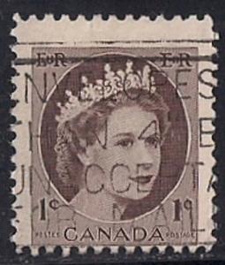 Canada #337 1 cent Queen Elizabeth 2, Violet Brown F used