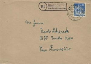 Germany 30pf Brandenburg Gate 1951 (14b) Friedrichshafen 1 to San Francisco, ...