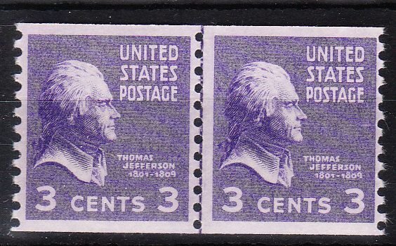 MOstamps - US Scott #842 Mint OG NH Coil Line Pair - Lot # HS-F363