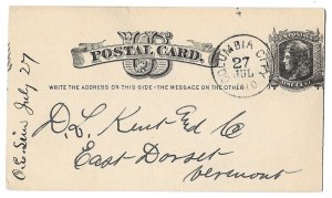 Columbia City, Indiana to East Dorset, Vermont 1880 Scott UX5