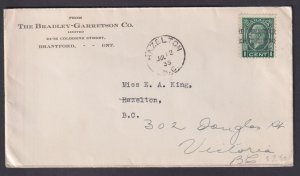 Canada 1-195 Brantford precancel style 1 on cover to Hazelton, BC