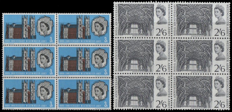 GB (L078) - 1966 Sg687-Sg688 Westminster Abbey x6 sets (Ord) as shown, Mint (NH)