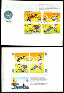 Hong Kong 1992 Summer Olympics on empty postcard envelope FDC