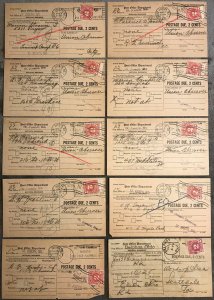 LOT/10 1938 Post Office Dept Form 3578-P, ST JOSEPH MO, O.B. POSTAGE DUE 2¢ #J81