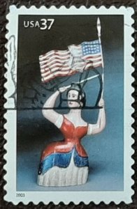 US Scott # 3780; used 37c Old Glory issue from 2003; VF centering; off paper