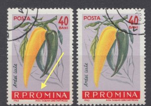 Rumania 1963 Sellos Chile verduras rota o Error Historia Postal 