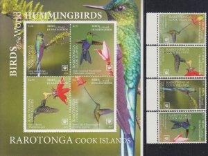 Cook Is. MNH Sc 1655-59  Mi 108-11 BK5 Value 170 Euro Hummingbirds RAROTONGA