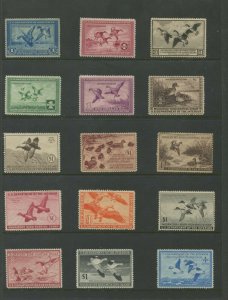 United States Federal Hunting Duck Stamps #RW1-RW60 Mint Lightly Hinged VF Set