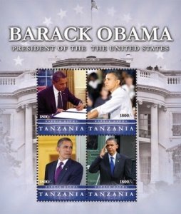 Tanzania 2010 - President Barack Obama - Sheet of 4 Stamps - MNH