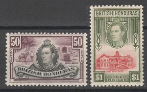 BRITISH HONDURAS 1938 KGVI PICTORIAL 50C AND $1