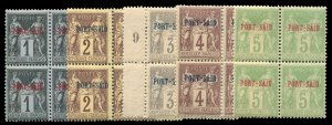 French Colonies, French Offices in Egypt - Port Said #1-5 Cat$126++, 1899-190...