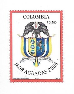 COLOMBIA 2008 COAT OF ARMS OF AGUADAS, CONDOR, 1 VALUE MINT NH