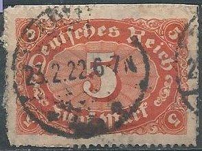 Germany 153 (used on paper) 5m numeral, orange (1921)