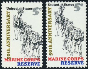 1315, Color Shift Freak Error Mint NH 5¢ Marine Corp With Normal * Stuart Katz