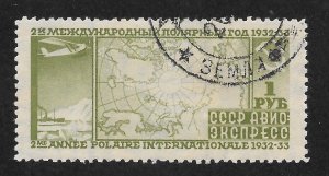 Russia Scott C35a ULH(CTO) 1932 1r 2nd Intl Polar Year, Perf 12 - SCV $37.50