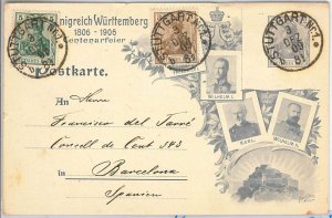 46630 - GERMANY - POSTAL HISTORY:  STATIONERY CARD to SPAIN 1909 ROYALTY
