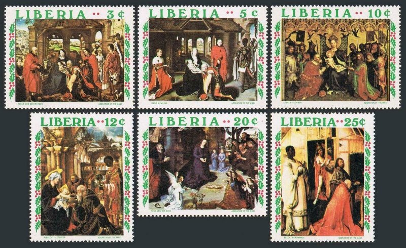 Liberia 534-539,540,MNH.Mi 762-767,Bl.53. Christmas 1970.Van der Weyden,Mantegna