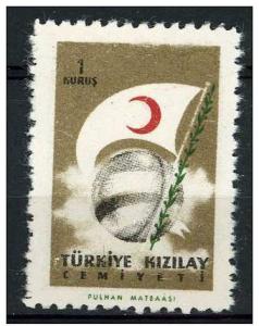 Turkey 1957  - Scott RA208 MH - 1 k, Globe & Flag 