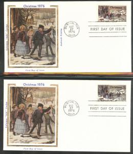 1702-1703 FDC Christmas 1976 varieties  Colorano Silk Cache